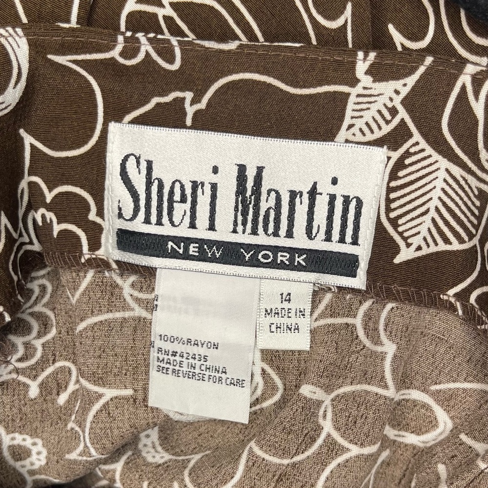 Sheri Martin New York Brown and White Sleeveless V-Neck Sheath Dress - Picture 6 of 7